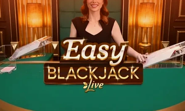 Easy Blackjack Live tile from Evolution, a dealer at a green table, the first card most Tiger Exchange players open