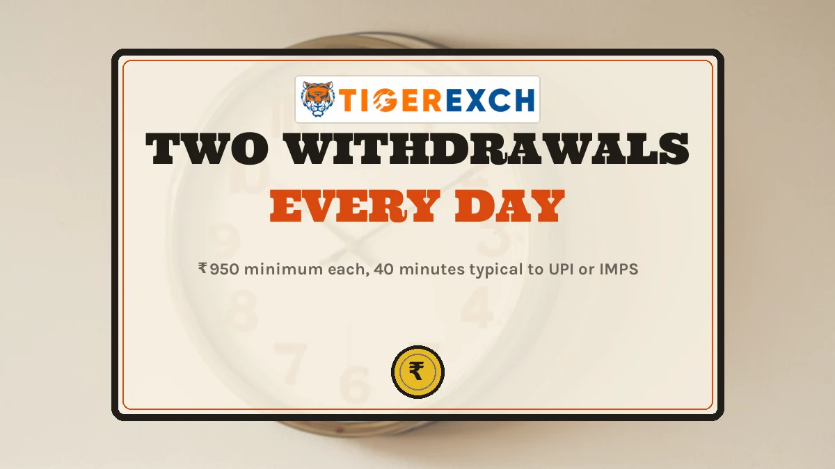 Two Withdrawals Every Day poster: ₹950 minimum each, 40 minutes typical to UPI or IMPS